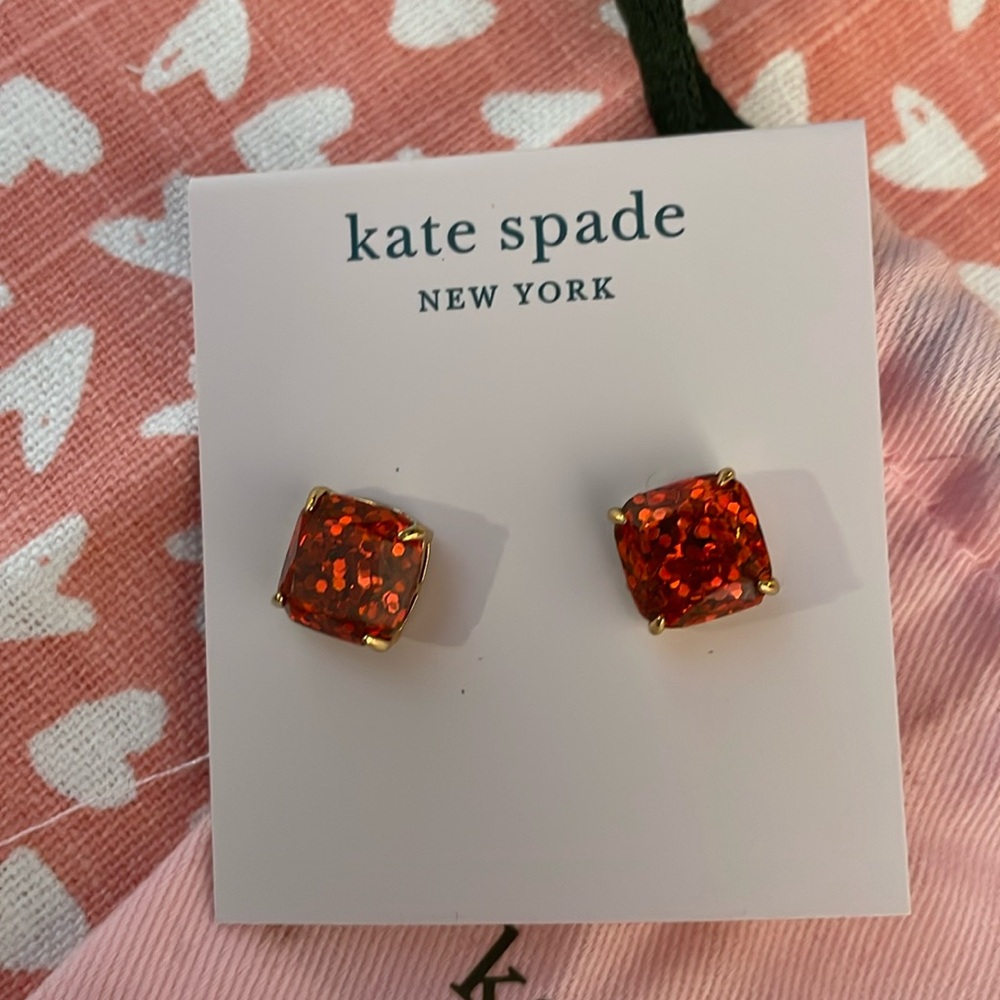 Kate Spade Red Glitter earrings NEW